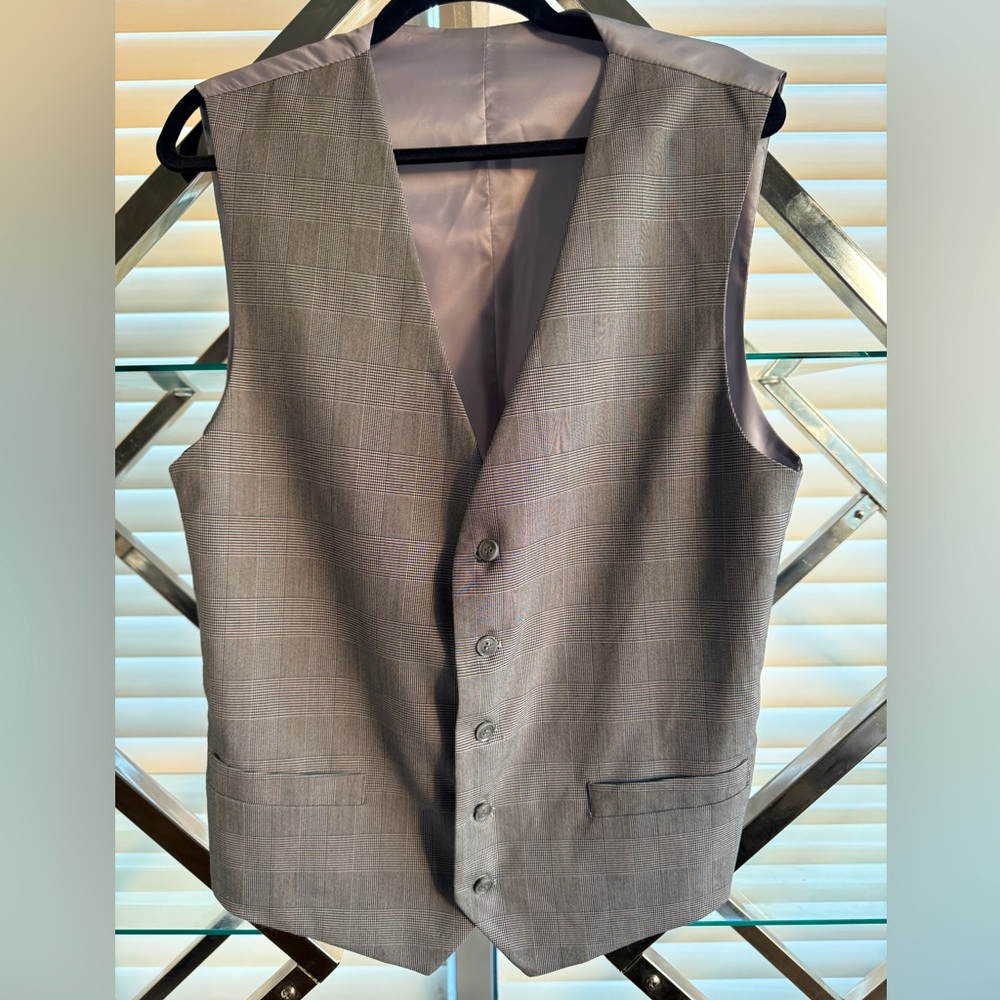 Men's Formal Suit Vest Grey Plaid